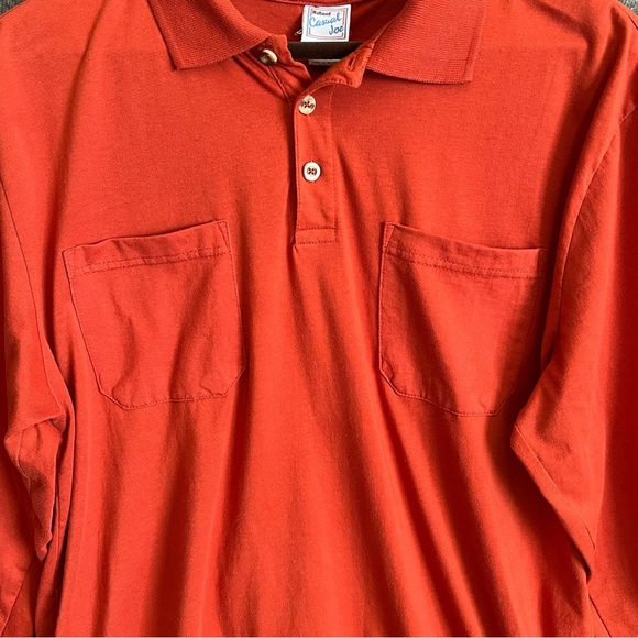 Haband Casual Joe Burnt Orange Long Sleeve Polo Shirt - Picture 3 of 9